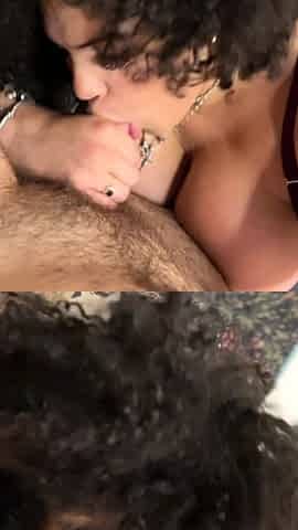 Mature brunette amateur giving a great POV blowjob