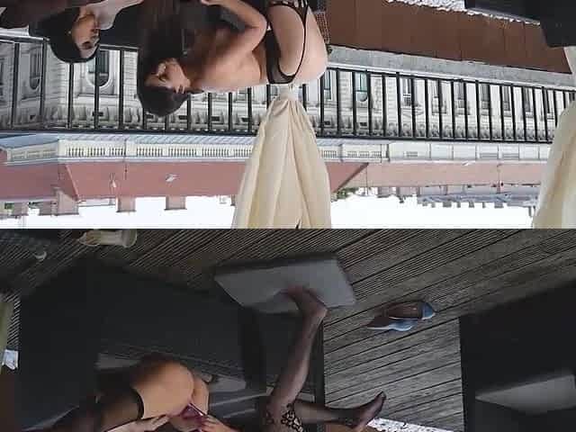 Two Busty Lesbian Babes In Stockings Are Rubbing Their Wet Pussies, While On The Sofa