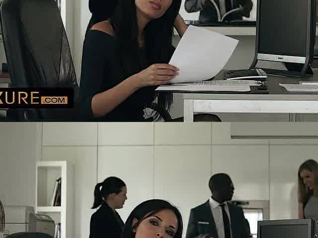 The breasty secretary asks for a double penetration