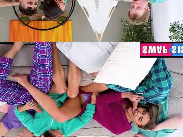 Pajama Party Turns Into Stepsibling Foursome - Swapsister