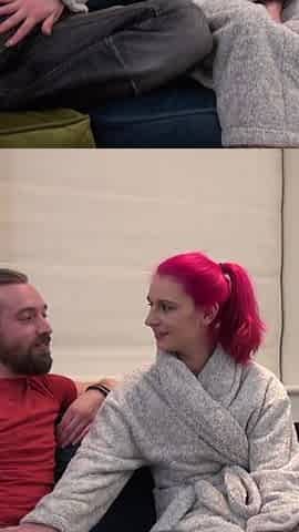 Colored hair Amber Deen screwed from behind by Jonny Cooer on the couch