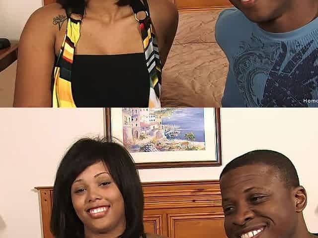 Kinky ebony pair bang on camera for the 1st time