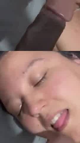 Sucking licking big black cock making him moan and groan