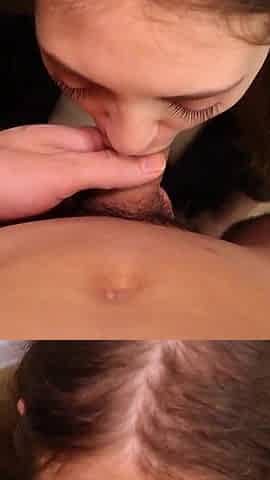 Blowjob with Cum on Tongue. Hot Cumshot. POV