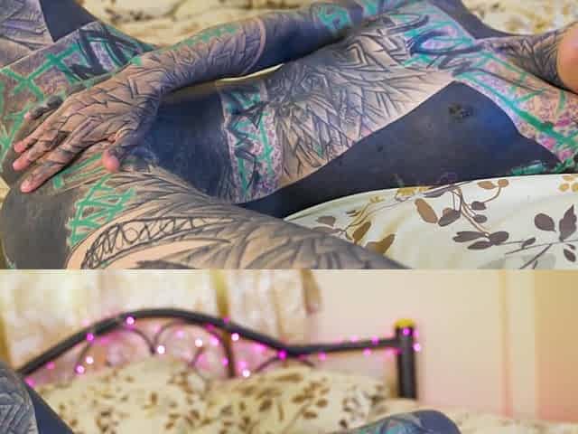 Tattoo Girl Masturbating, Fingering Her Pussy and Ass