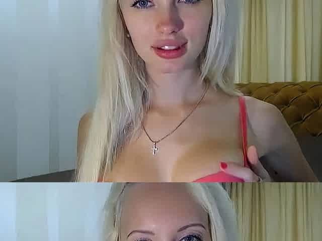 Blonde Babe Masha Fingering Her Pussy in a Sexy Thong