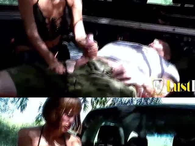 mother I'd like to fuck Mar Duran with large breasts screws stranger outdoor on pickup