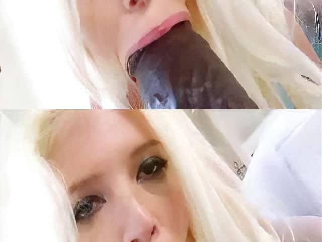 Horny blonde toys with big black dildo and gets huge black cock