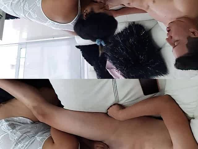 My stepmother masturbates I watch her from the balcony. Part three. What a wonderful oral pleasure