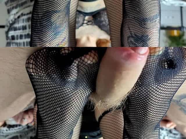 HD Fishnet Footjob Cum All Over My Pretty Feet
