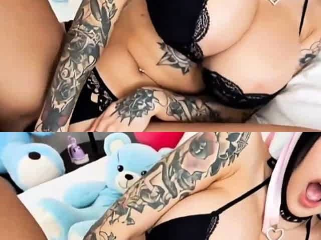 Tattooed Asian Babe in Lingerie Gets Pounded by Big Cock