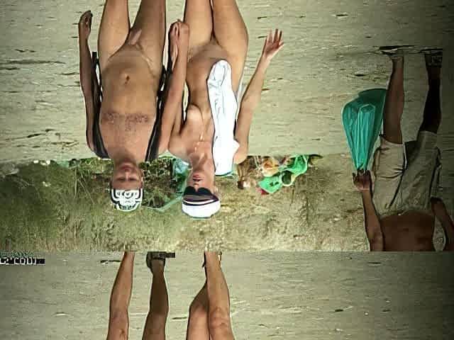Public voyeur outdoors sex cumshot on the beach