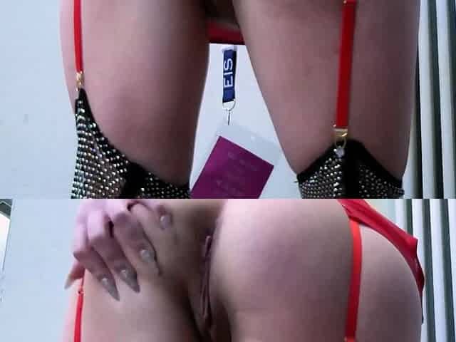 German porn model fucked behind the scenes in public