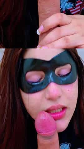 She Swallowed Everything Masked Girl Blowjob and Deepthroat