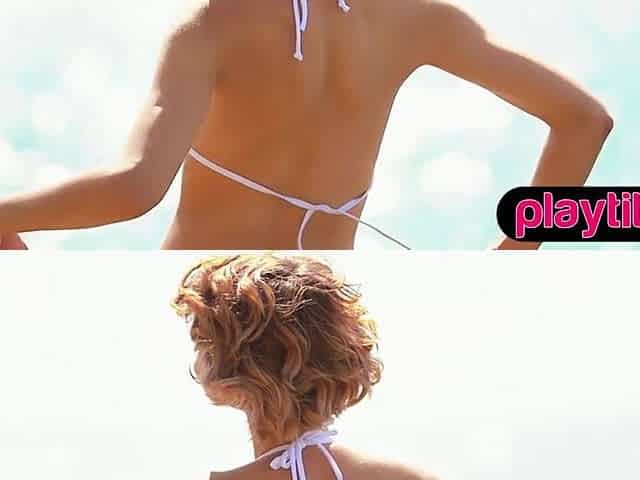 Skinny golden-haired Russian cougar disrobes without her underware at a beach