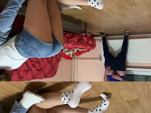 This babe sucked neighbor's schlong and didn't forget about spouse's dick also