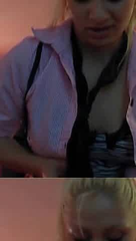 Blonde in Stockings Teases with Deepthroat and Ass Worship