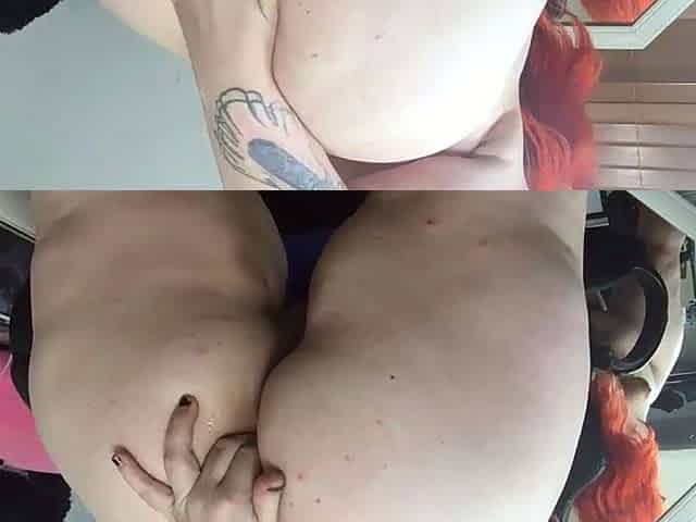 Big butt bbw stuffs toy in big boob bbw ass