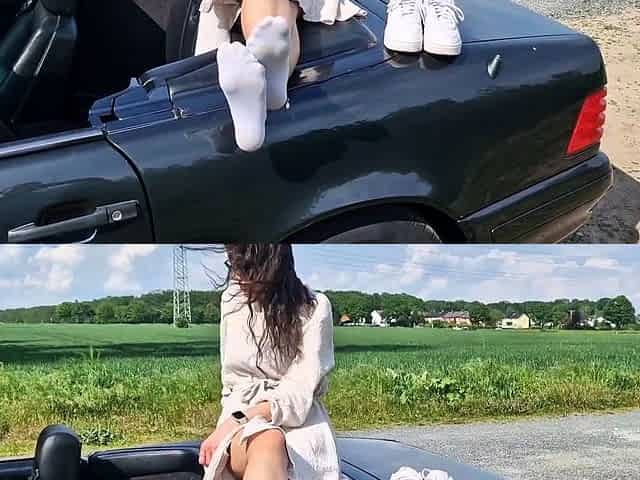 Hot brunette foot fetish play