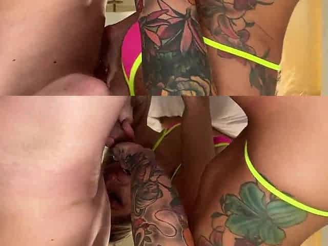 Large Tit Blonds Slobber on Dude Booty and Get Drilled Hard