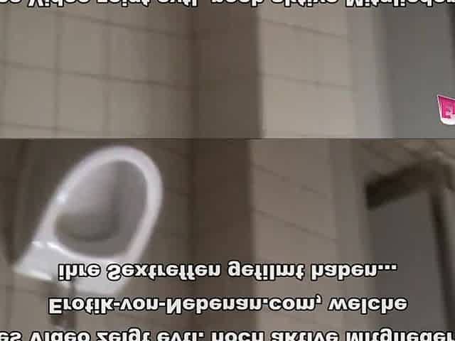 Excited German golden-haired gets drilled by a stranger in a public biffy