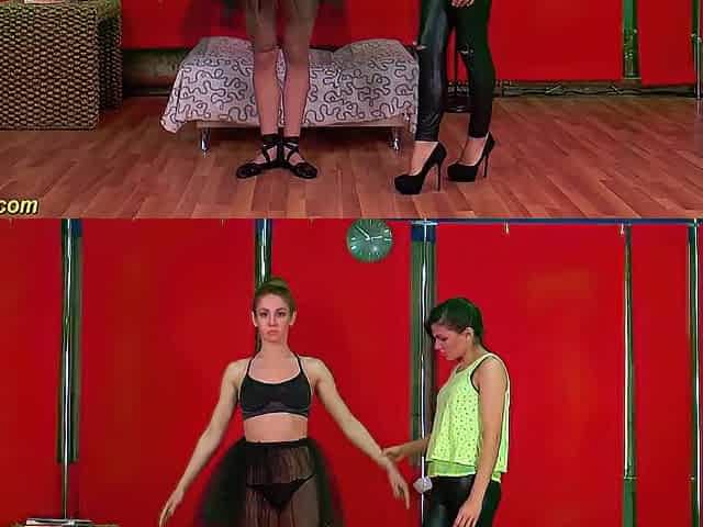 Hot real ballerina flexi doll gets stretched by her tutor