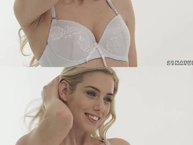 Nerdy photographer bangs sexy blonde model Nesty on the chair
