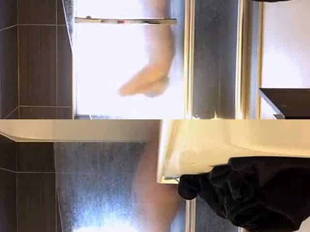 Peeking at my curvy tattoo stepmom showering