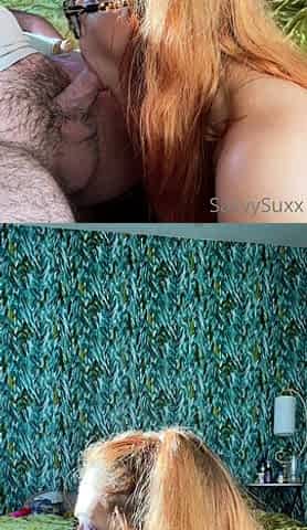 Busty redhead teen blowjob and cock ride