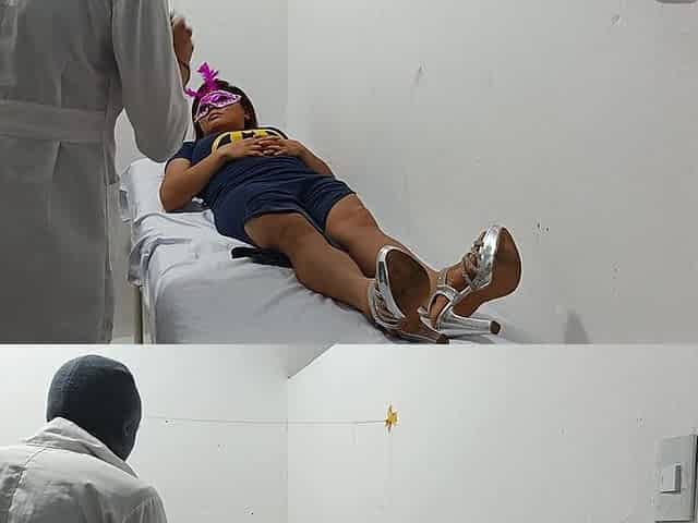 Perverted Doctor Masturbates Cock in the Office