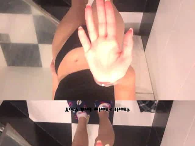 Cute in the bathroom - slobbering blowjob, cum on tits