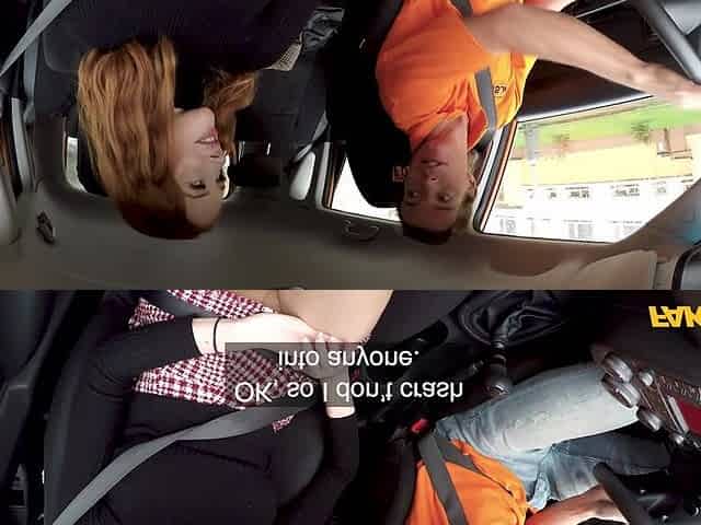 Fake Driving School - Redhead Distracts With No Bra On 1 - Lenina Crowne