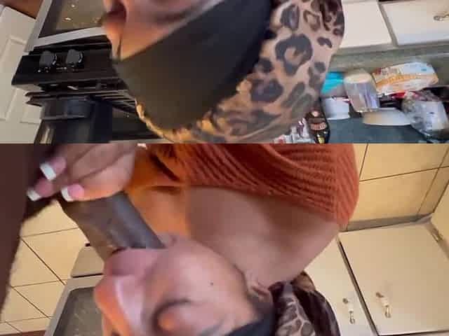 BBC Blowjob in the Kitchen