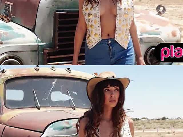 Slim Lalin girl cougar gets in nature's garb in public and discloses her merry round breasts