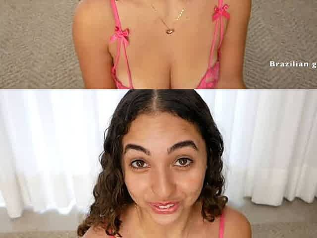 Brazilian girl JOI Let me show you under my skirt