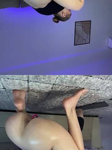 Squats and sucking large vibrator
