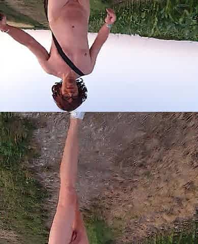 Nude walk along the road