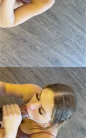 Amateur brunette fucks two big cocks