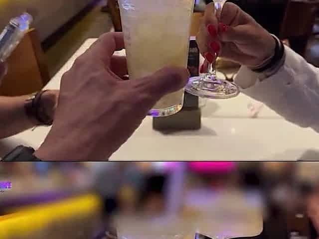 After the bar, the debauchery ran wild with the cuckold sucking and the doxy getting a load in her booty.