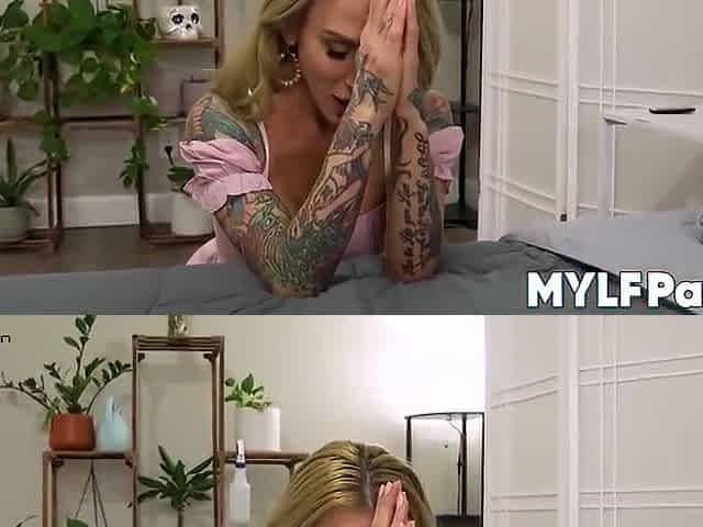 Parker Ambrose And Sarah Jessie In Silk-legged Stepmom Fucks Her Stepson In Bed