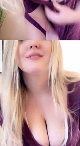 Non stop blonde with big boobs cock jerks off on the bed