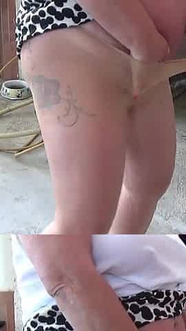 Pissing Over My Huge Tits Outside. While I Wank in a White Blouse