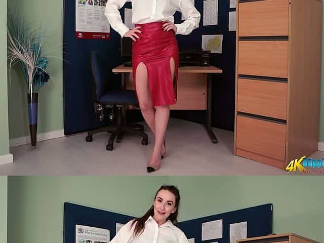 Slutty secretary Sophia Smith gets naked and dances in the office