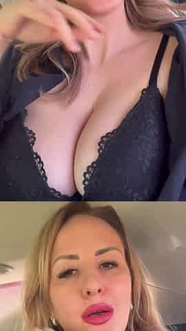 I love playing with my large bazookas in the car
