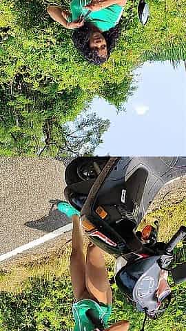 Biker Female Public Pov Outside Green Gardens Bike Path Cosplay To Naked