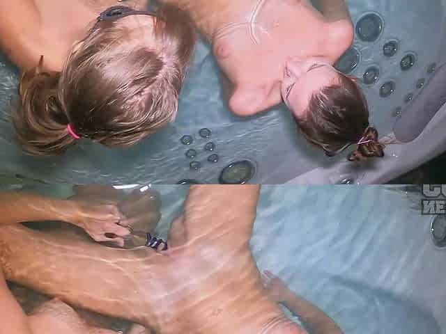 Masked Babe Dildos Pussy in Jacuzzi then Nude in Snow