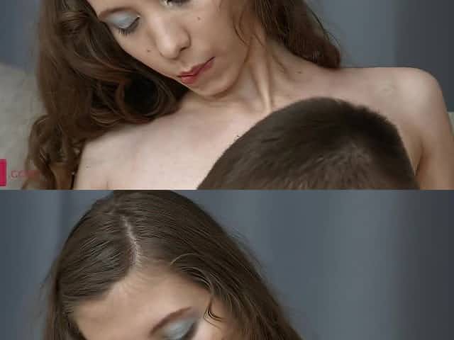 Long-legged, lanky, and anorexic Russian teen enjoying hard anal on a couch