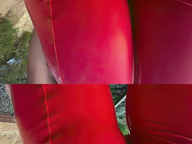 Red latex booty flogging