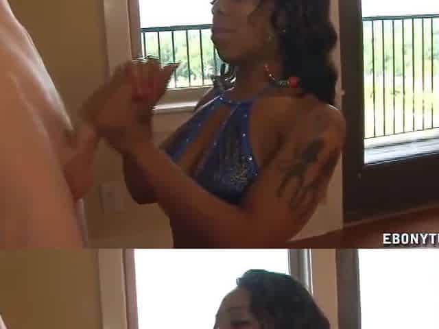 Ebony In Bikini Jerks A Dick