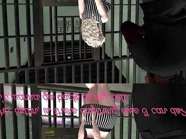 Second Life Ebony dude prison guard bangs white woman in a prison cell